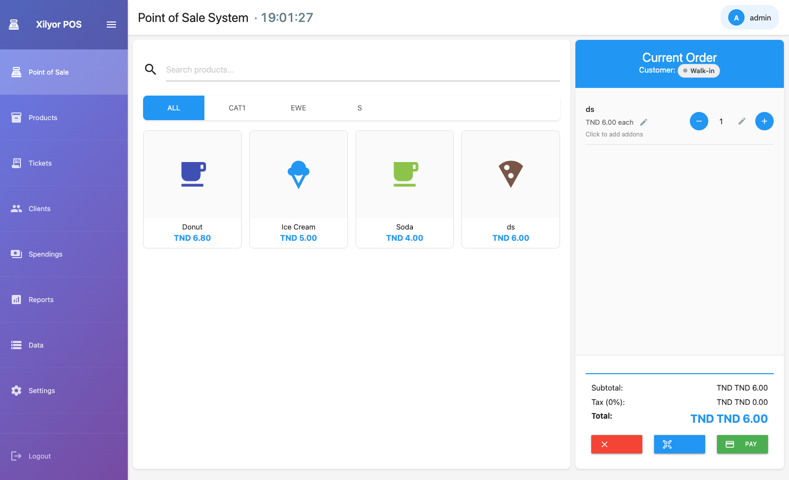 Interface POS principale