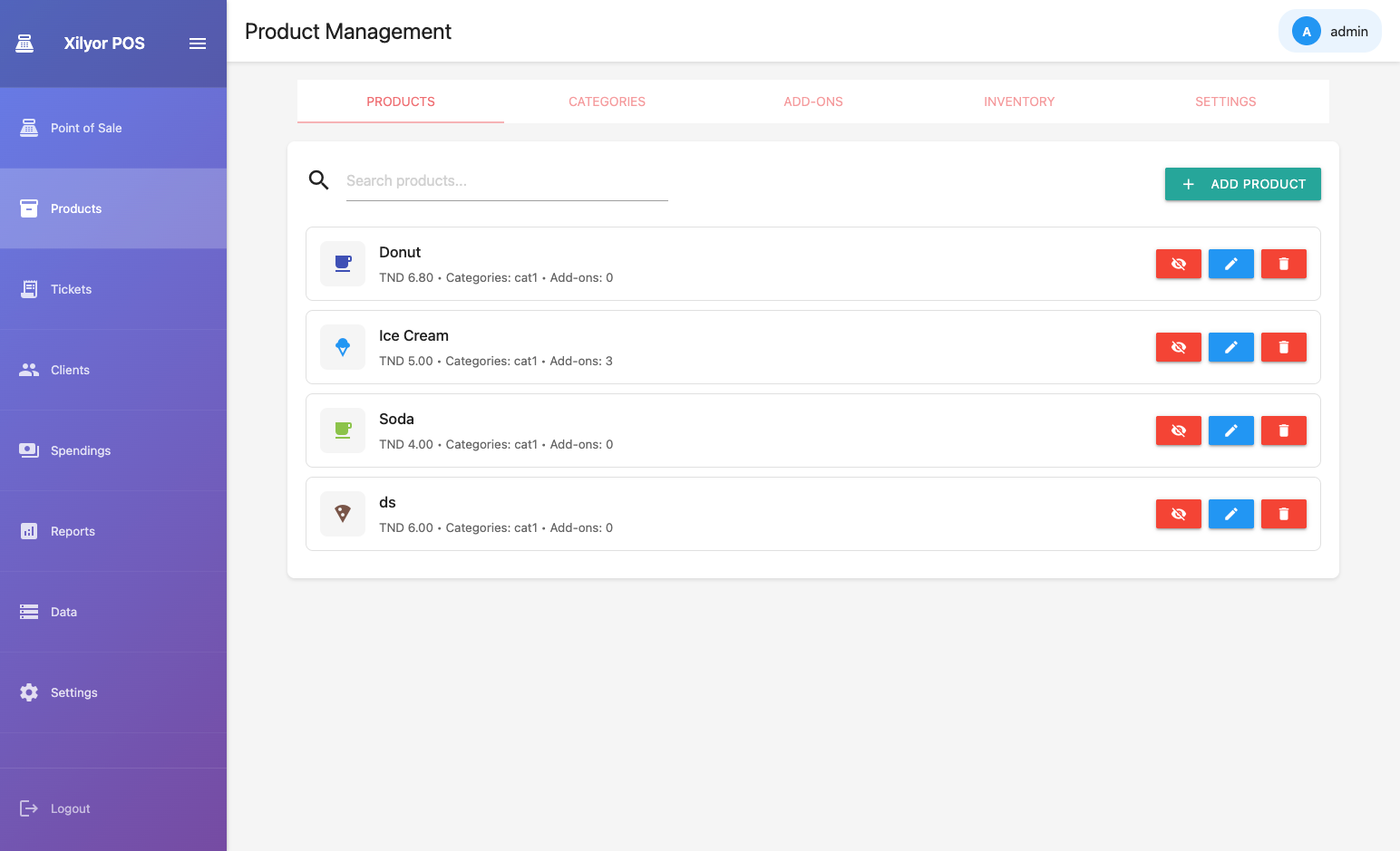 Liste des produits