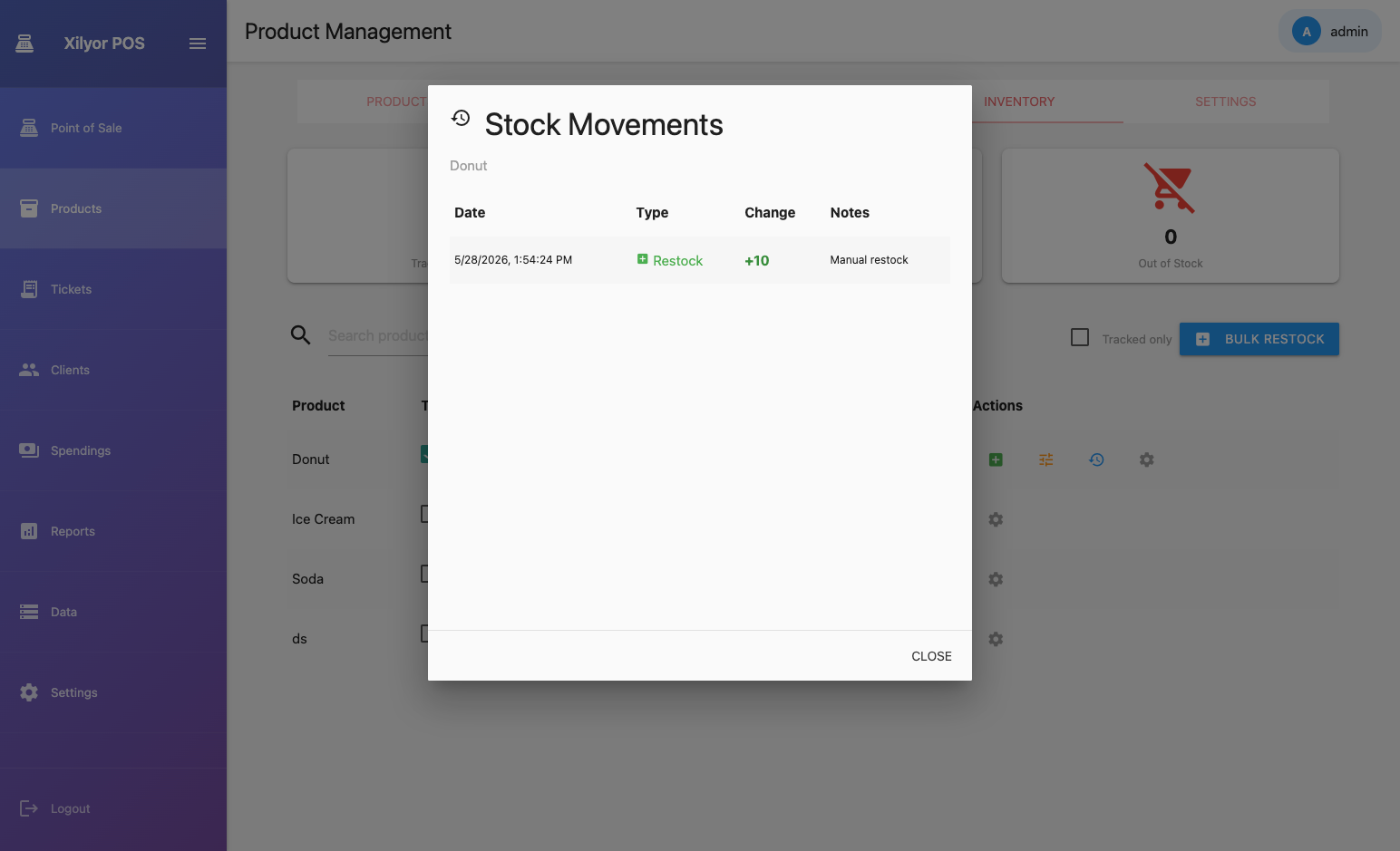 Historique des mouvements de stock