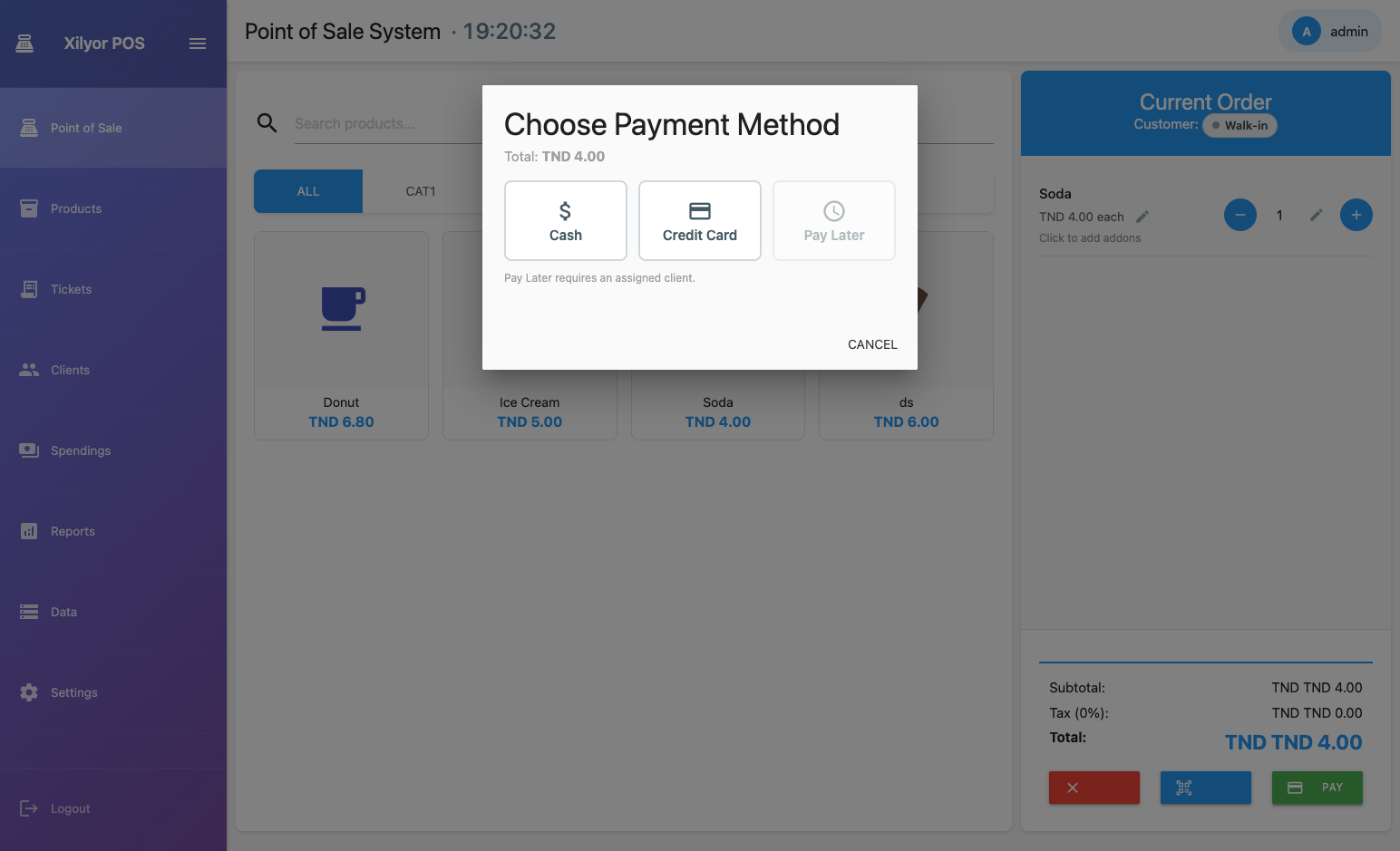 Sélection de méthode de paiement